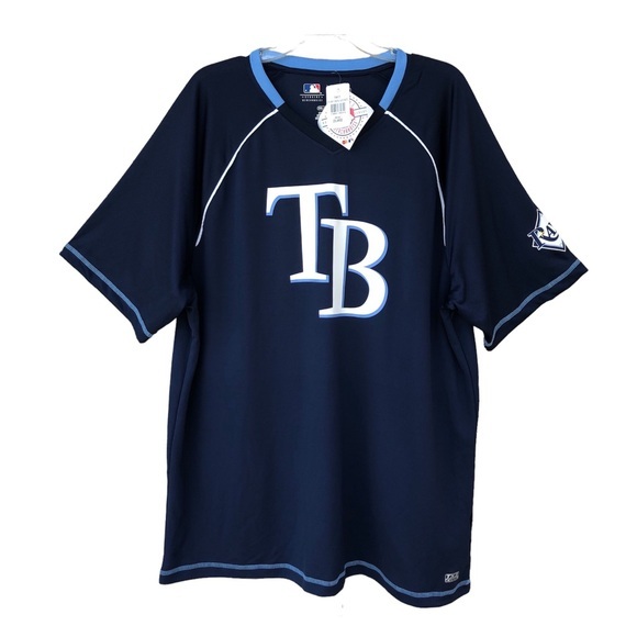 Genuine Merchandise Men's Navy White Tampa Bay Rays Pull On Baseball Jersey 2XL - Picture 1 of 12